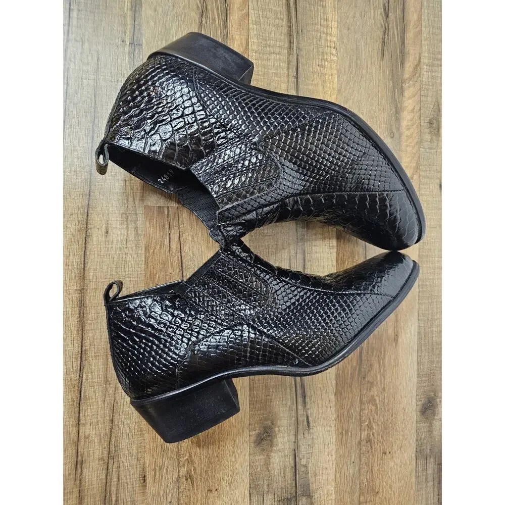 Stacy Adams Men's Sandoval Cuban Heeled Ankle Boot‎ Black Men's 8.5 Crocodile